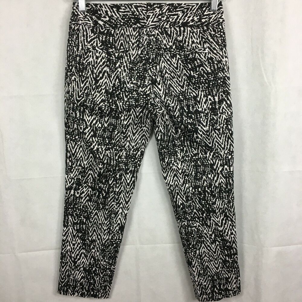 Mario Serrani Pants Womens Sz‎ 8 Black Cotton Stretch Zebra Print Ankle Crop